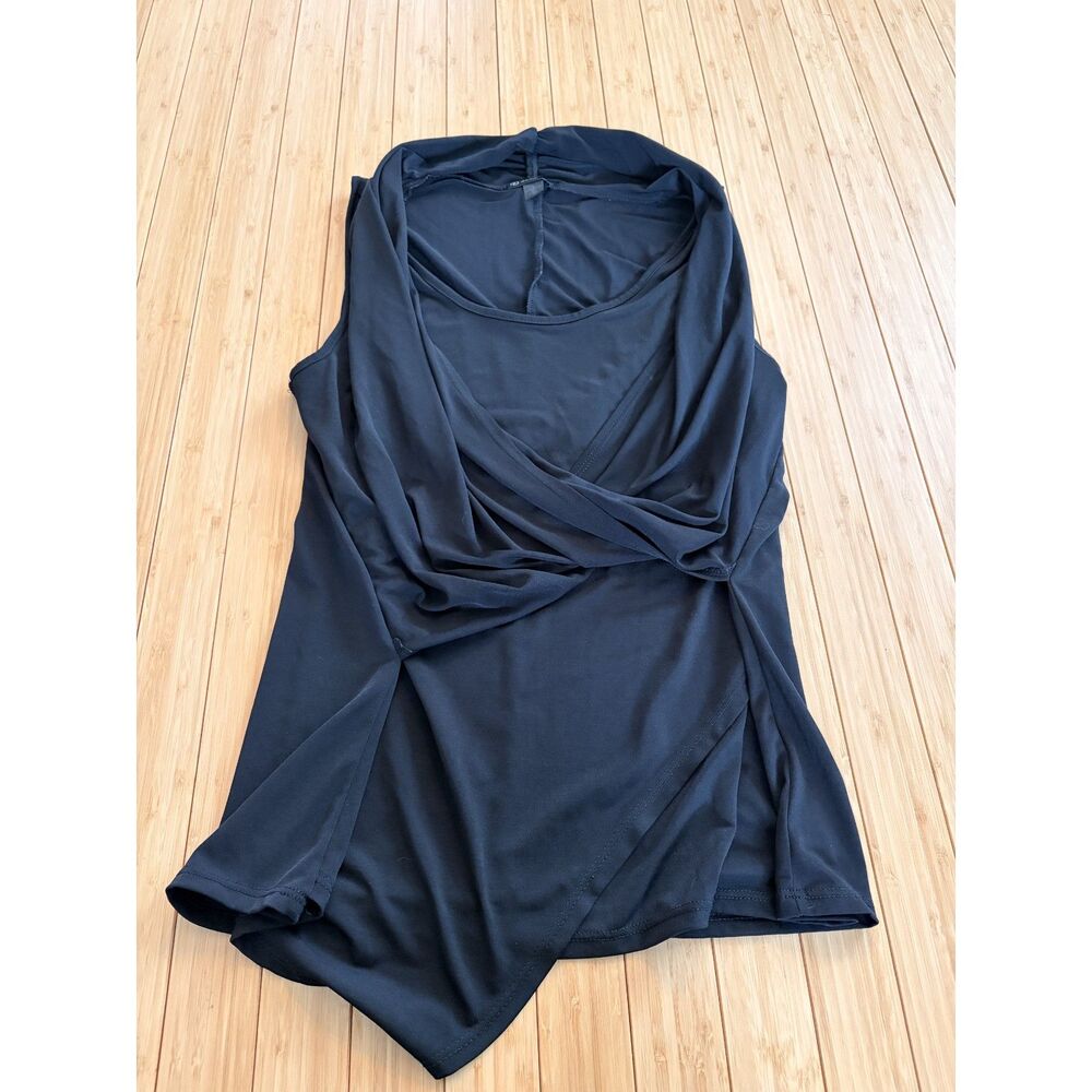 New Directions Black Draped Cowl Neck Faux-Wrap Top – Size Large